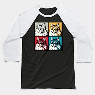 Siberian Cat Pop Art - Cat Lovers Baseball T-Shirt